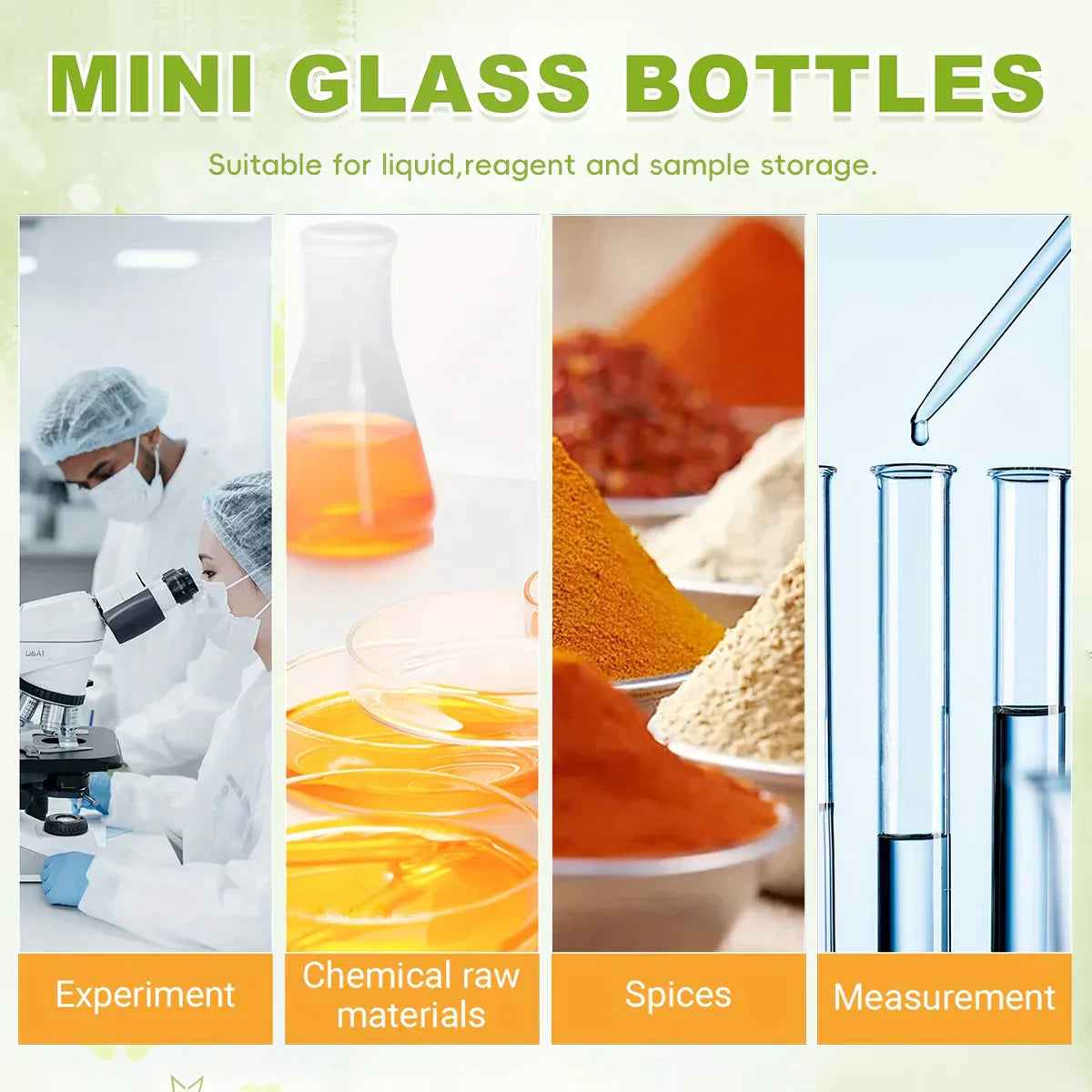 40Pcs Transparent Glass Bottle Airtight Seal Leakproof Small Items Storage Jars - 40ML
