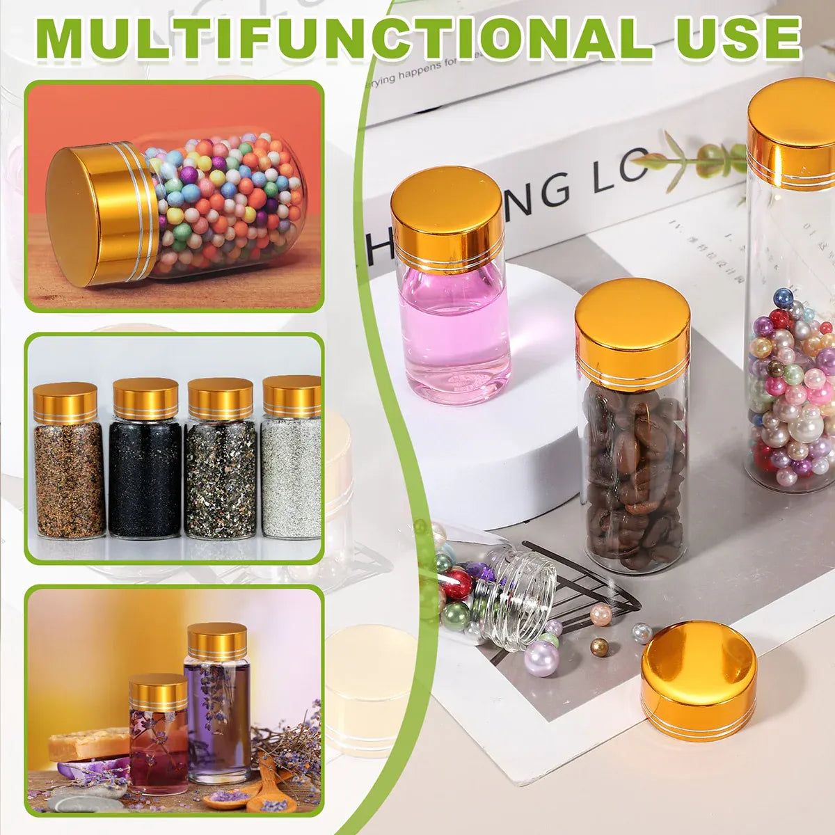 40Pcs Transparent Glass Bottle Airtight Seal Leakproof Small Items Storage Jars - 40ML