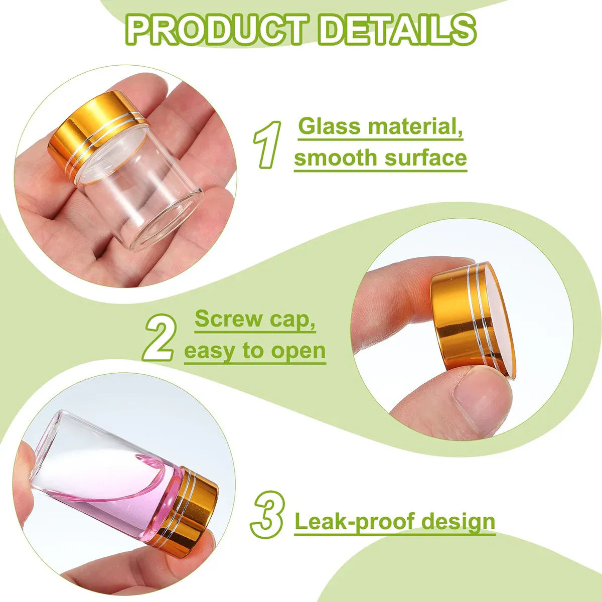 40Pcs Transparent Glass Bottle Airtight Seal Leakproof Small Items Storage Jars - 40ML