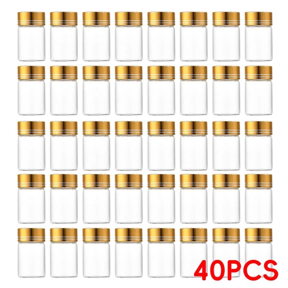 40Pcs Transparent Glass Bottle Airtight Seal Leakproof Small Items Storage Jars - 40ML