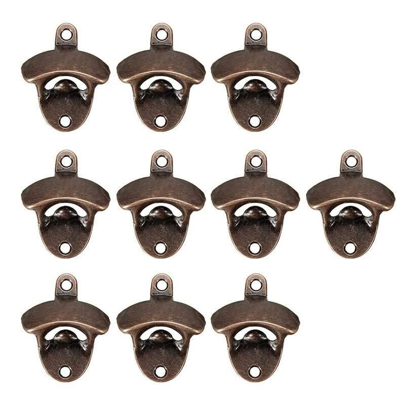 10PCS Wall Mounted Bottle Openers Rustic Cast Zinc Alloy for Home Bar BBQ