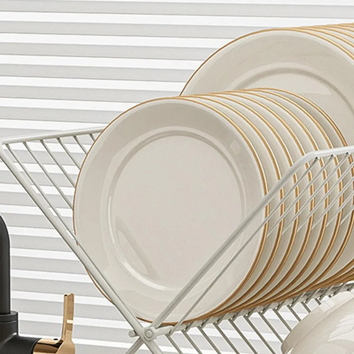 Kitchen Storage Rack Bowl Rack Household Draining Rack Multi-Functional Organizer - Black