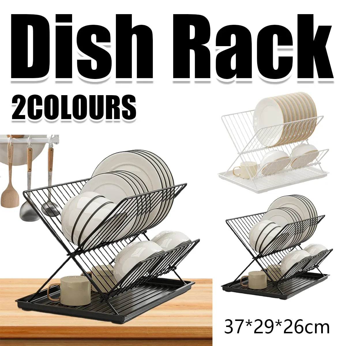 Kitchen Storage Rack Bowl Rack Household Draining Rack Multi-Functional Organizer - White