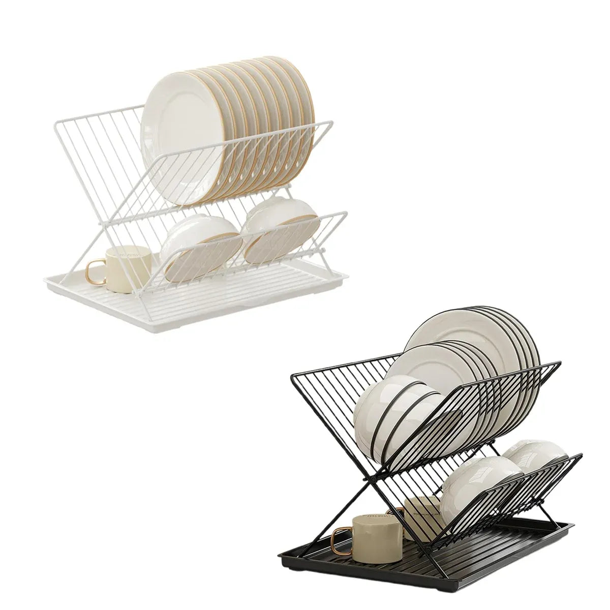 Kitchen Storage Rack Bowl Rack Household Draining Rack Multi-Functional Organizer - White
