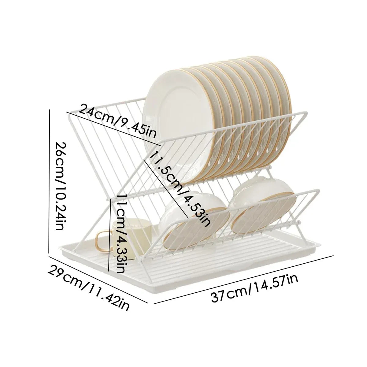 Kitchen Storage Rack Bowl Rack Household Draining Rack Multi-Functional Organizer - White