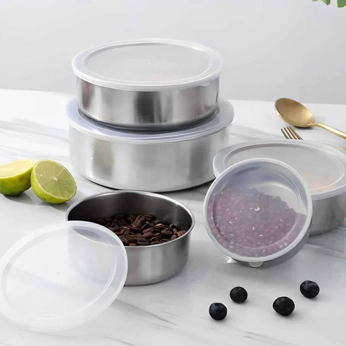 5PCS Food Storage Bowls Round Kitchen Containers with Lids for Fridge Pantry Use