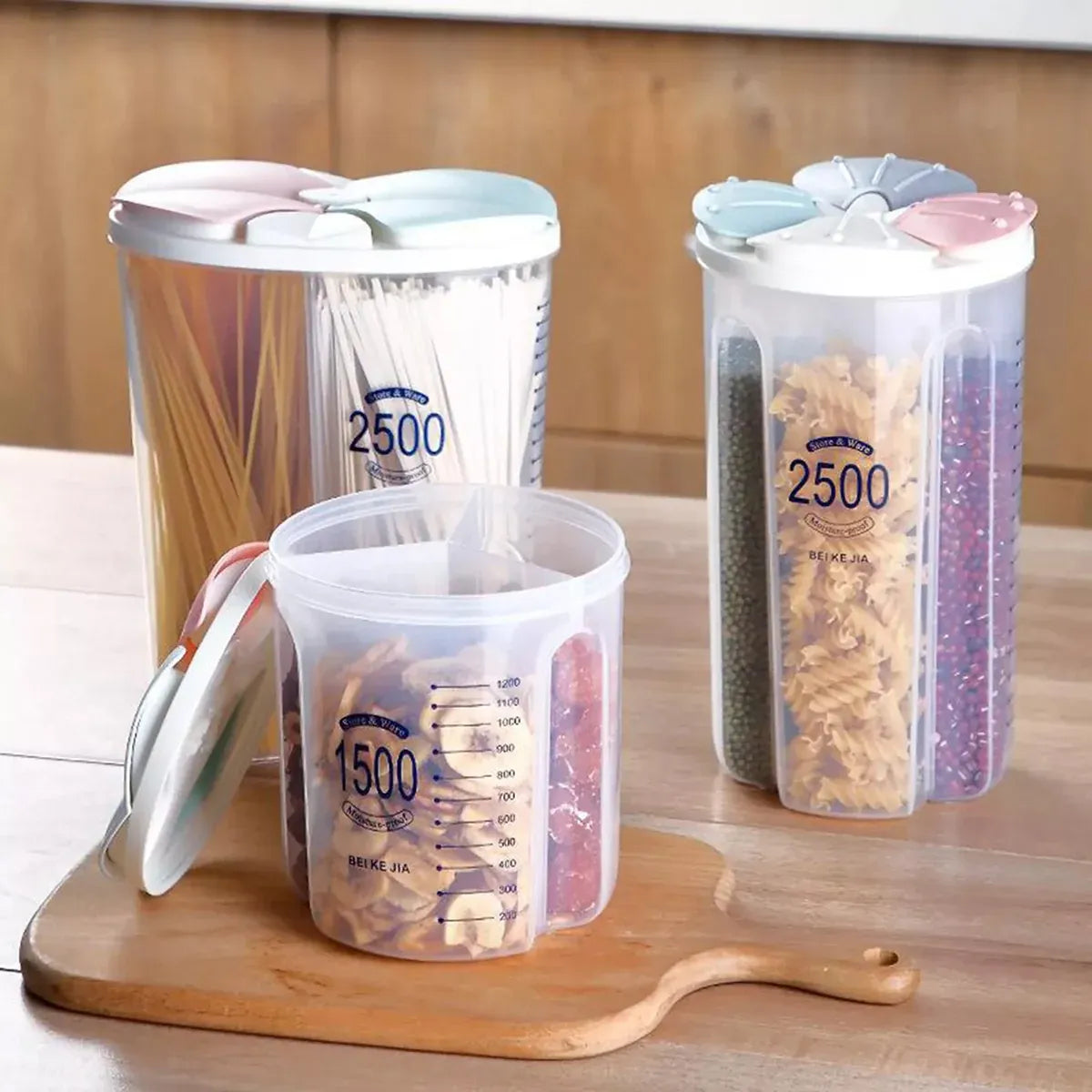 Kitchen Storage Box Transparent with Lid Food Container Tank Pantry Organizer - 2500ML