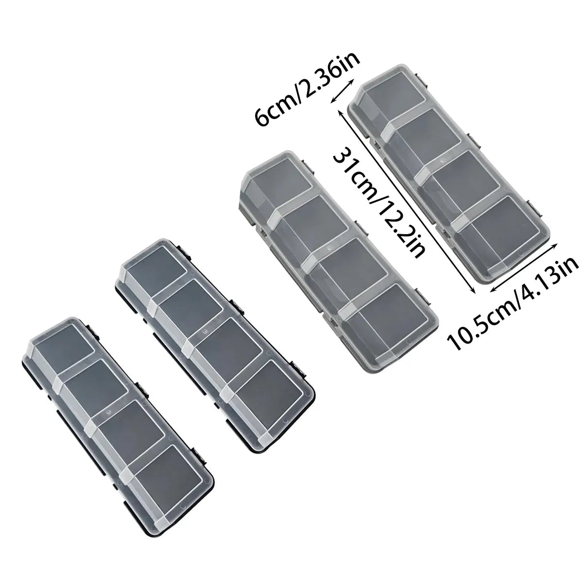 4-Grid Parts Storage Box Plastic Electronic Hardware Accessory Case with Lid ﻿ - Black