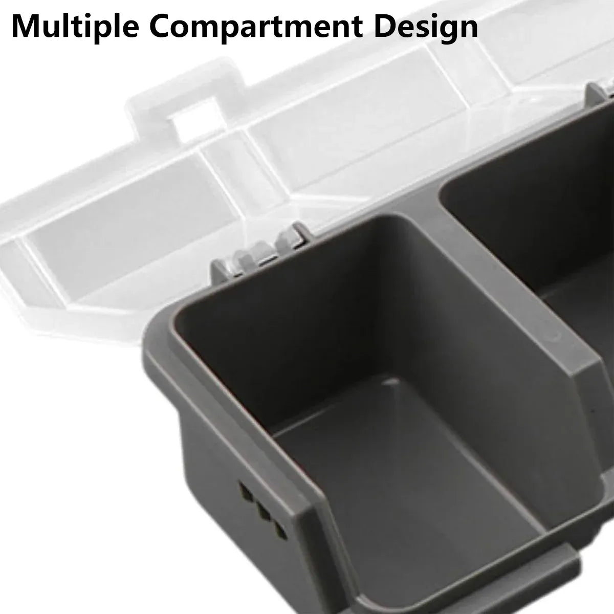 4-Grid Parts Storage Box Plastic Electronic Hardware Accessory Case with Lid ﻿ - Grey