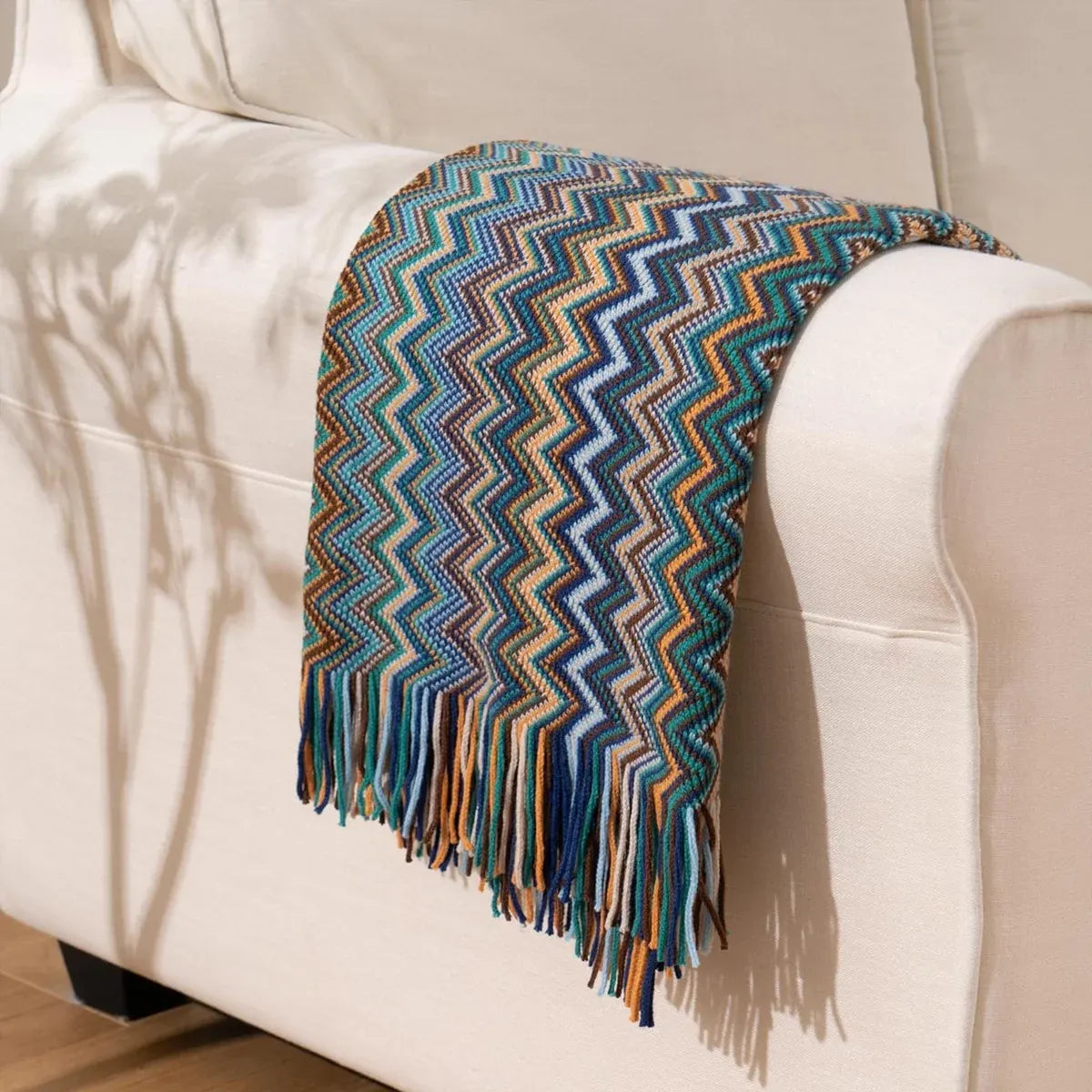 Peacock Blue Houndstooth Bed Runner Decorative Throw for Hotel or Home Bedding - 60x180cm