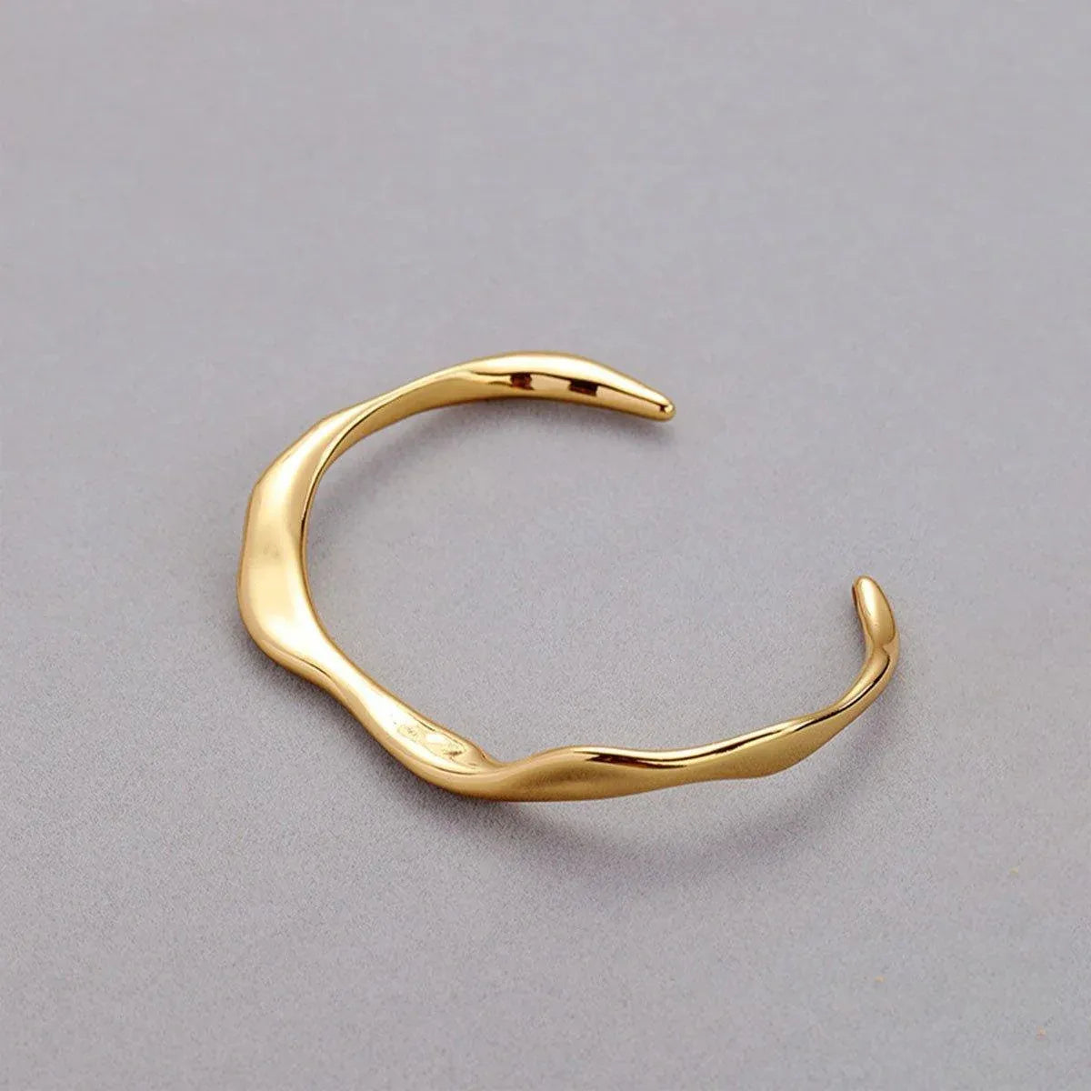 1-Piece Gold-Tone Wavy Open Cuff Bracelet