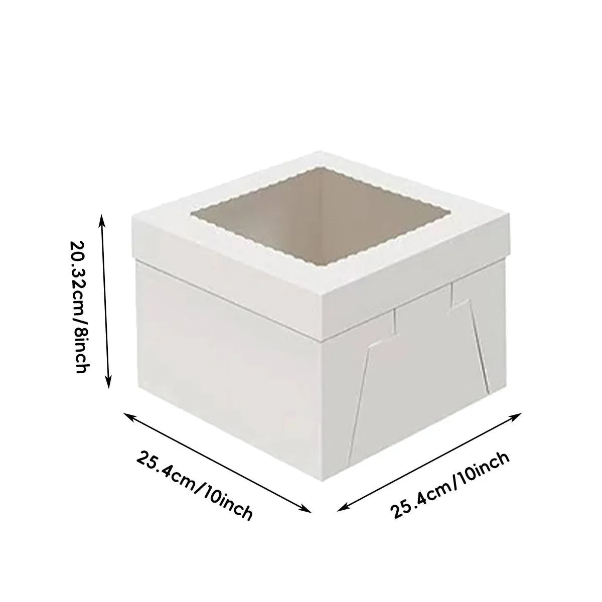 10 Pcs Large Window Cake Box Cardboard Square Bakery Dessert Display Container