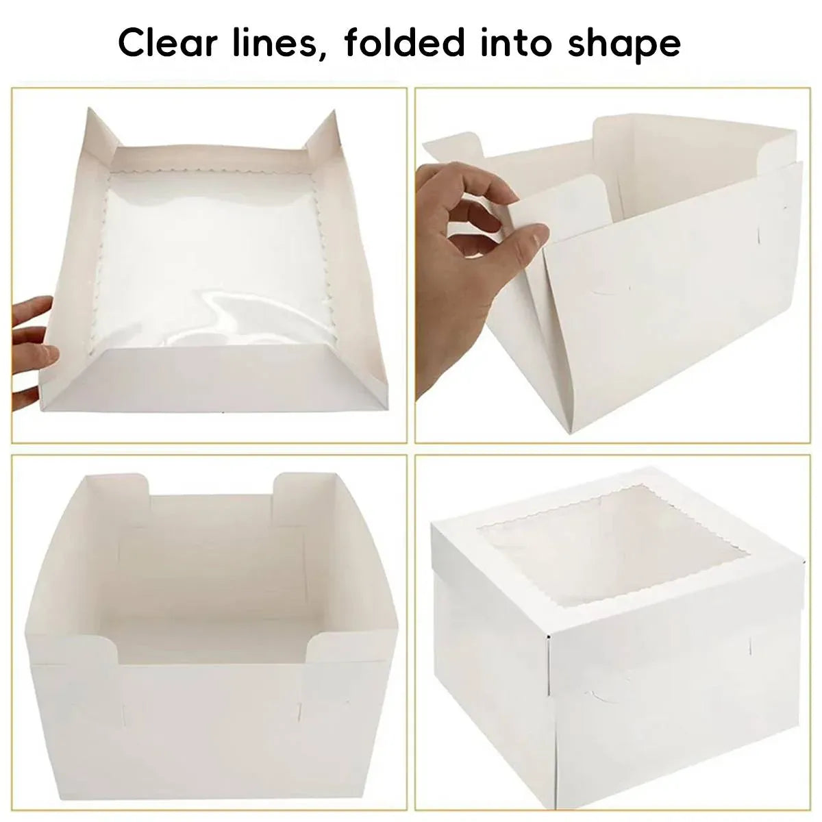 10 Pcs Large Window Cake Box Cardboard Square Bakery Dessert Display Container