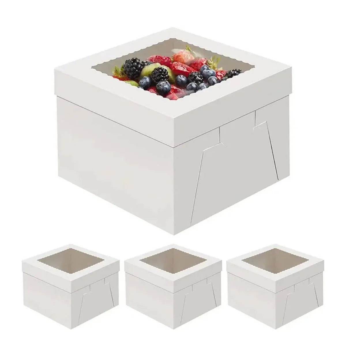 10 Pcs Large Window Cake Box Cardboard Square Bakery Dessert Display Container