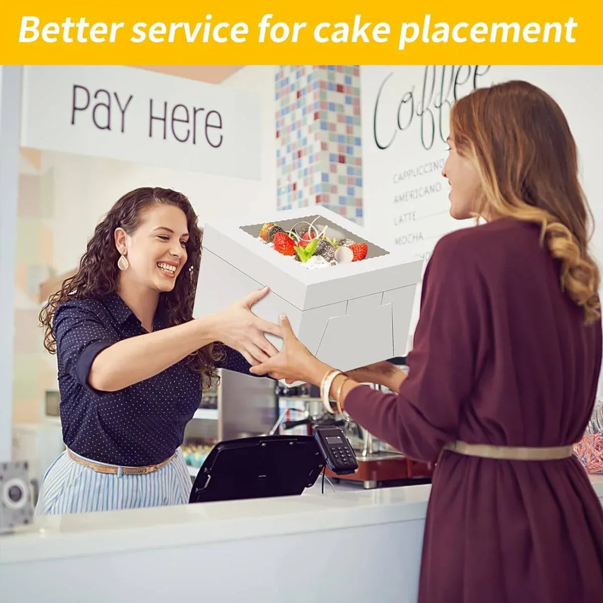 10 Pcs Large Window Cake Box Cardboard Square Bakery Dessert Display Container