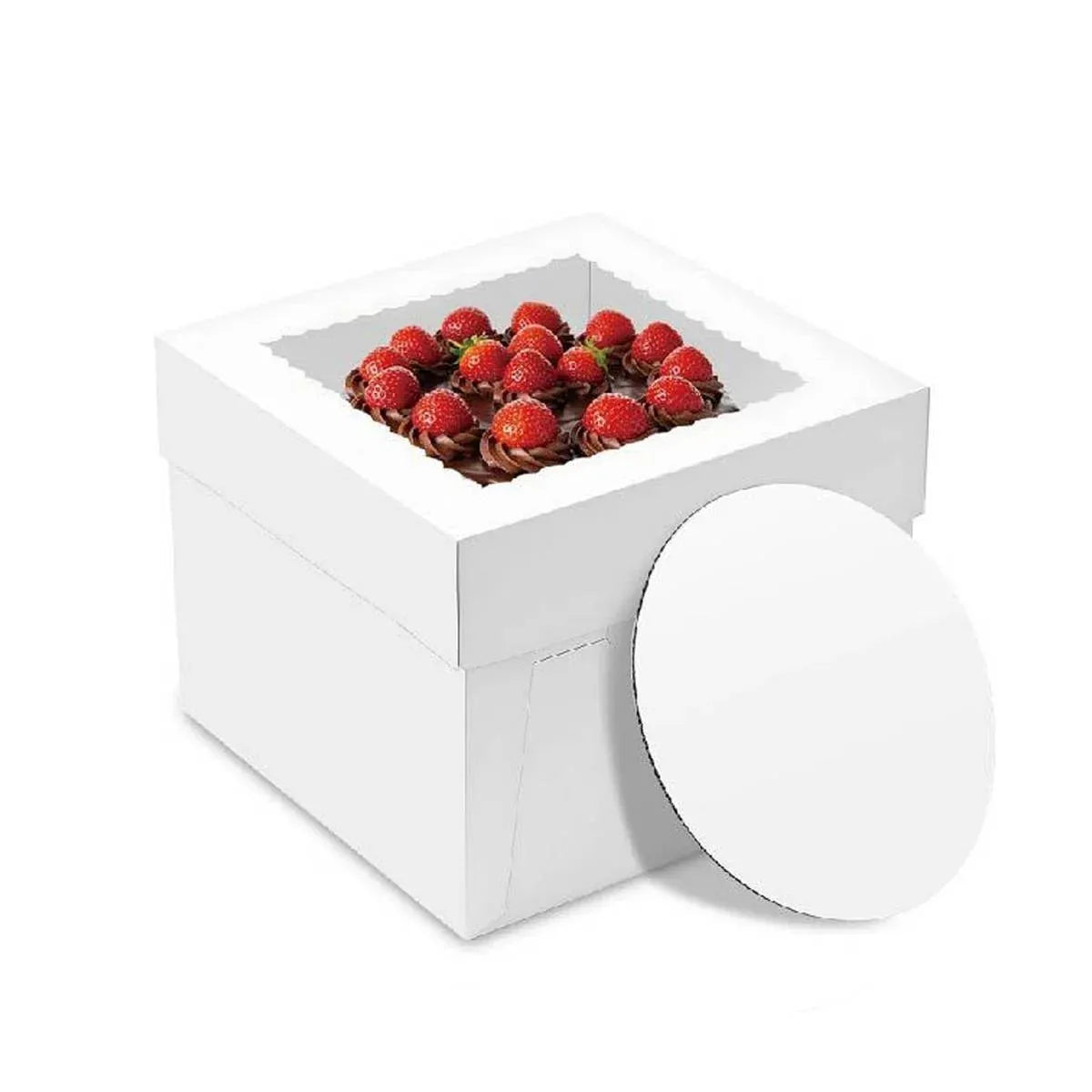 10 Pcs Large Window Cake Box Cardboard Square Bakery Dessert Display Container