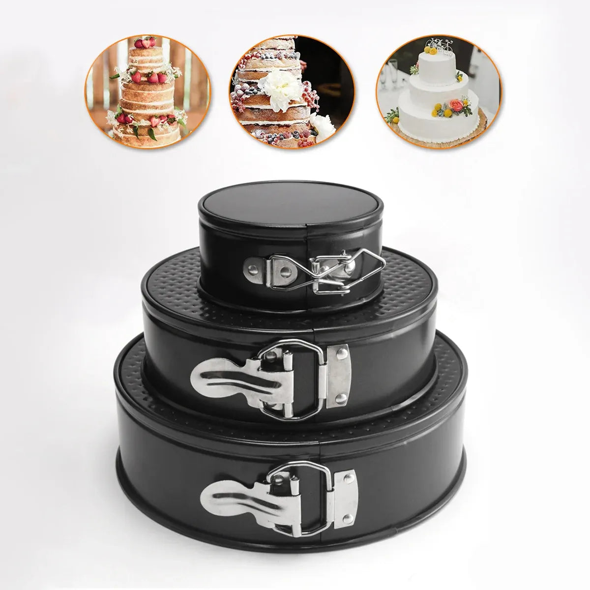 3PCS Removable Bottom Springform Baking Pan Set for DIY Dessert Makin 4/7/9Inch