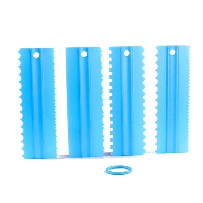 4PCS Cake Decorating Scraper Set Icing Smoother and Frosting Comb Tools - Blue