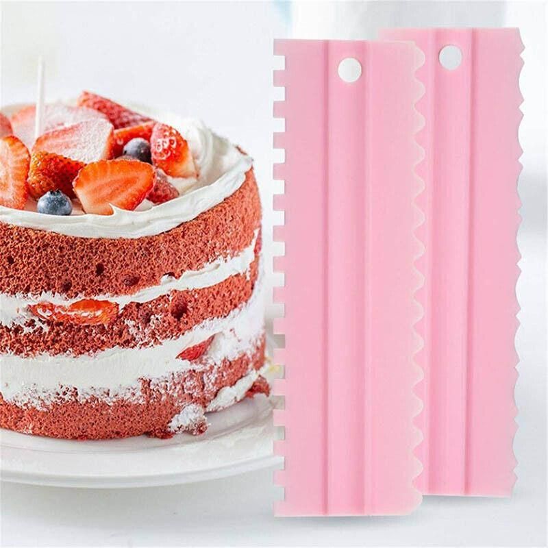 4PCS Cake Decorating Scraper Set Icing Smoother and Frosting Comb Tools - Blue