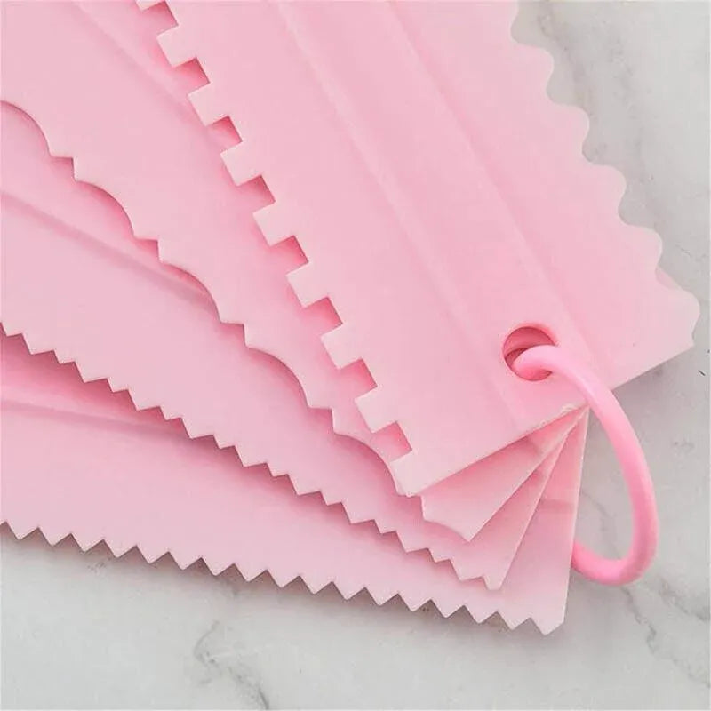 4PCS Cake Decorating Scraper Set Icing Smoother and Frosting Comb Tools - Blue