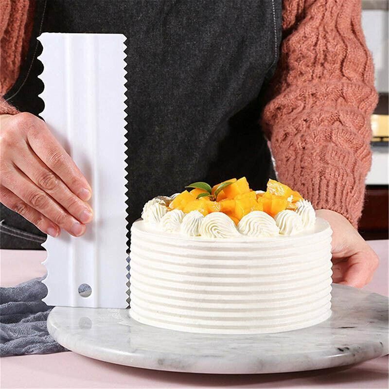 4PCS Cake Decorating Scraper Set Icing Smoother and Frosting Comb Tools - Yellow