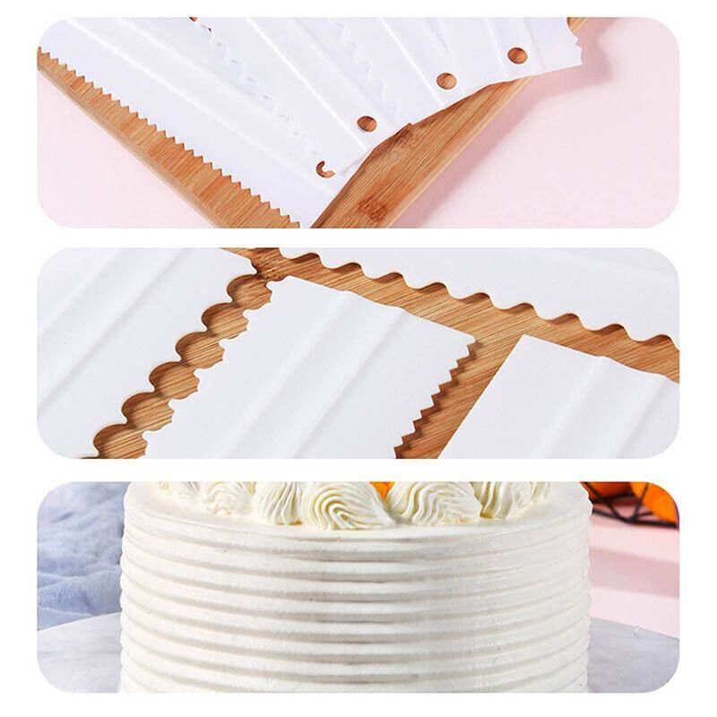 4PCS Cake Decorating Scraper Set Icing Smoother and Frosting Comb Tools - Yellow
