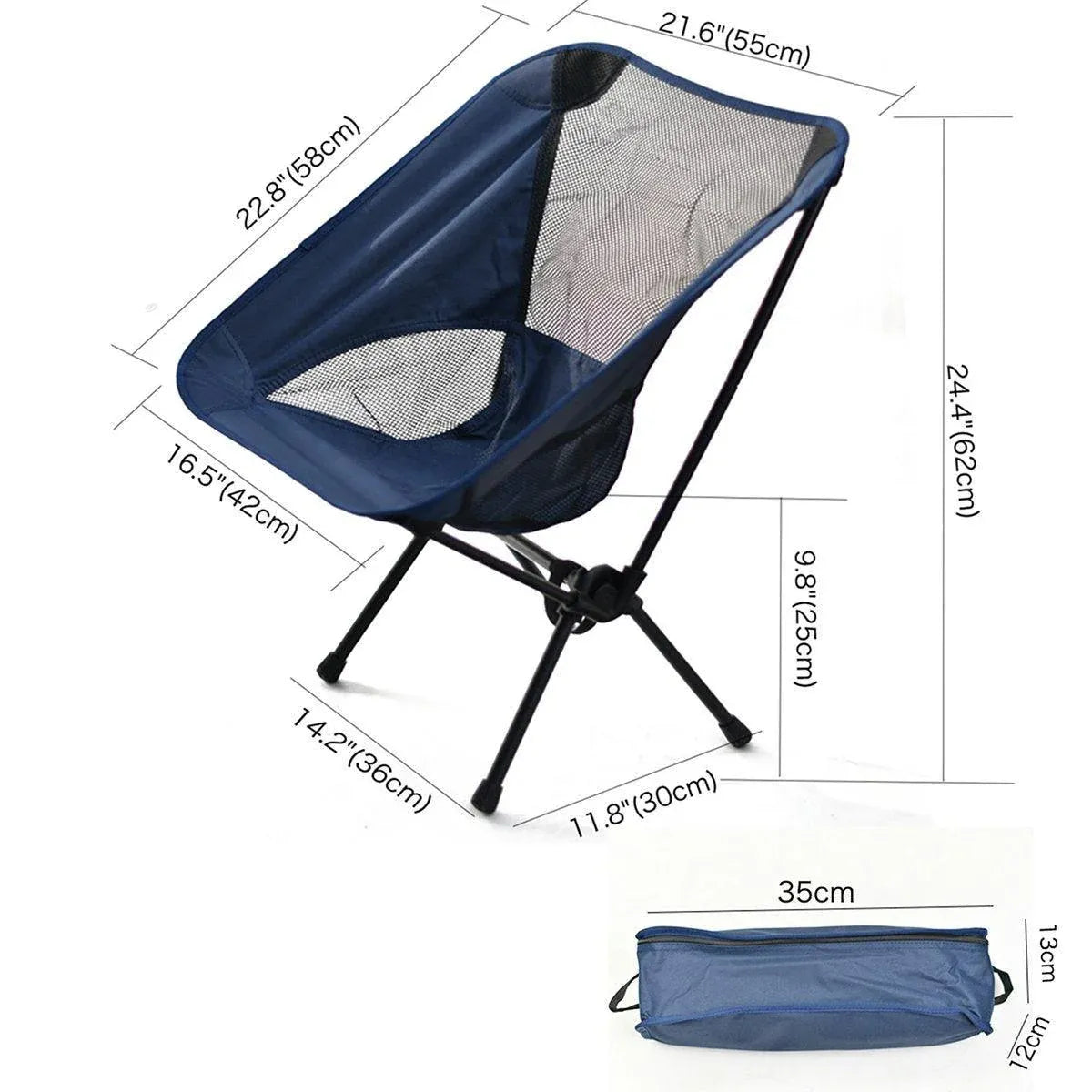 Outdoor Portable Lightweight Folding Camping Chair High Back Fishing Chair - White