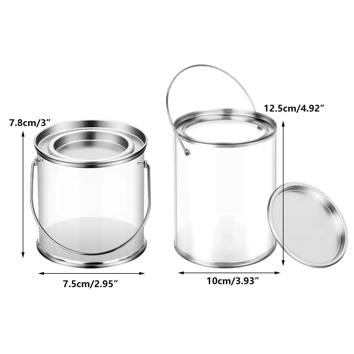 10pcs Cylinder Box with Iron Lid Round Bucket Candy Jar Storage Container - 10x10x12.5cm