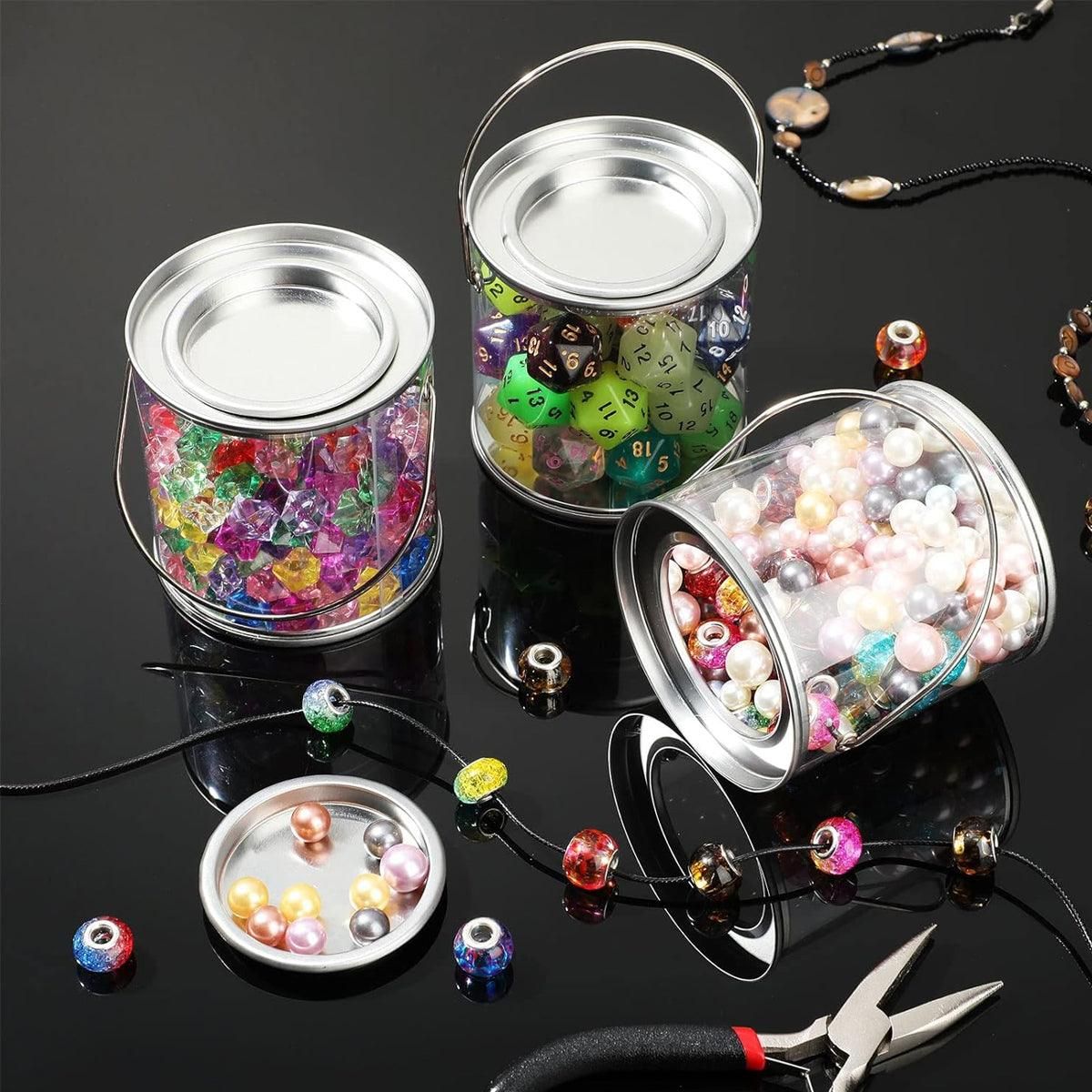 10pcs Cylinder Box with Iron Lid Round Bucket Candy Jar Storage Container - 10x10x12.5cm