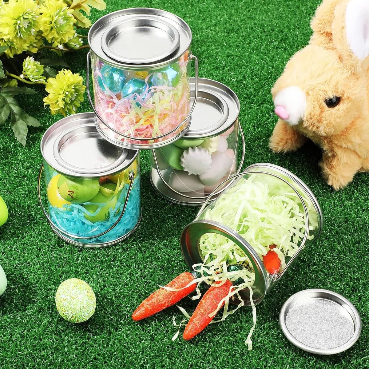 10pcs Cylinder Box with Iron Lid Round Bucket Candy Jar Storage Container - 10x10x12.5cm