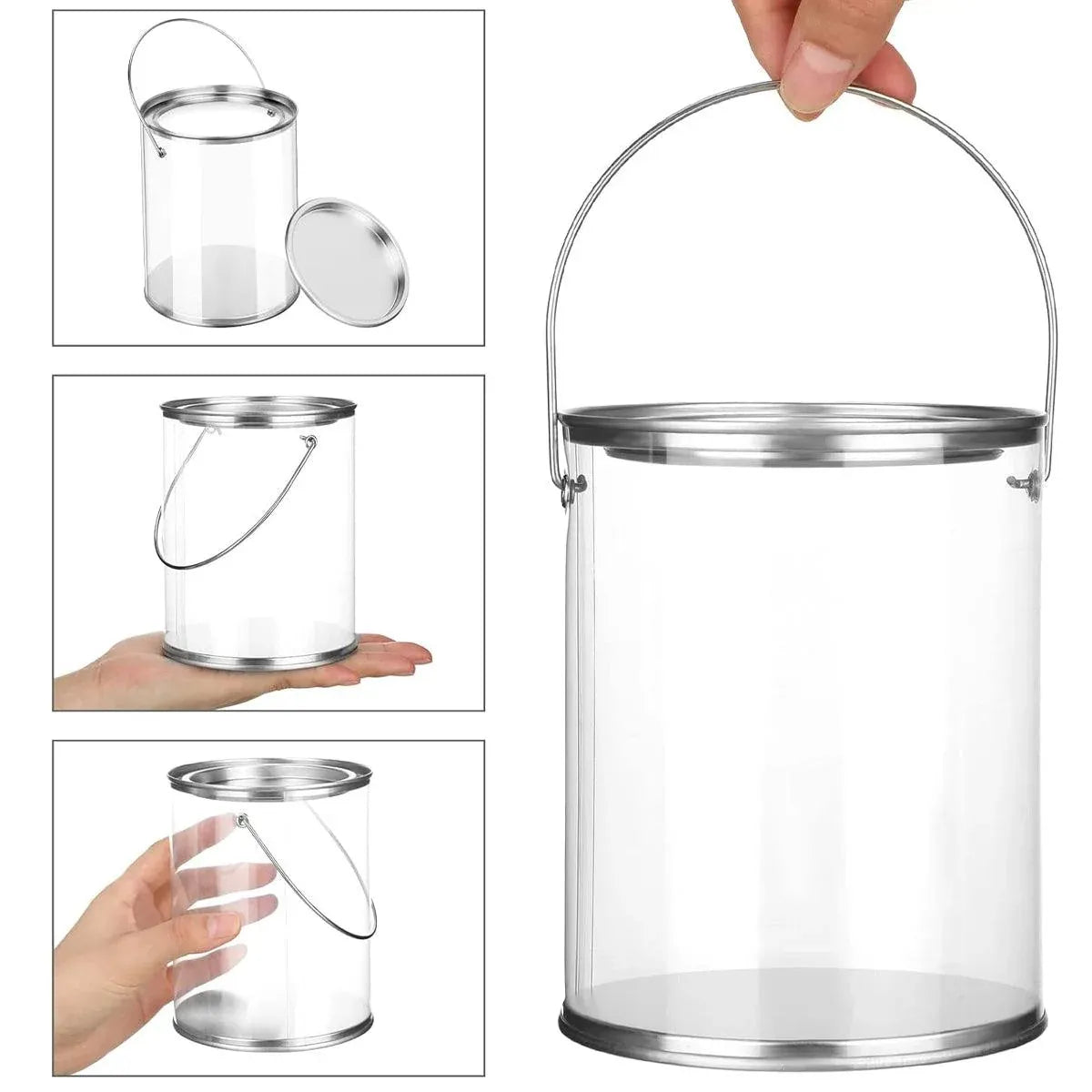 10pcs Cylinder Box with Iron Lid Round Bucket Candy Jar Storage Container - 10x10x12.5cm