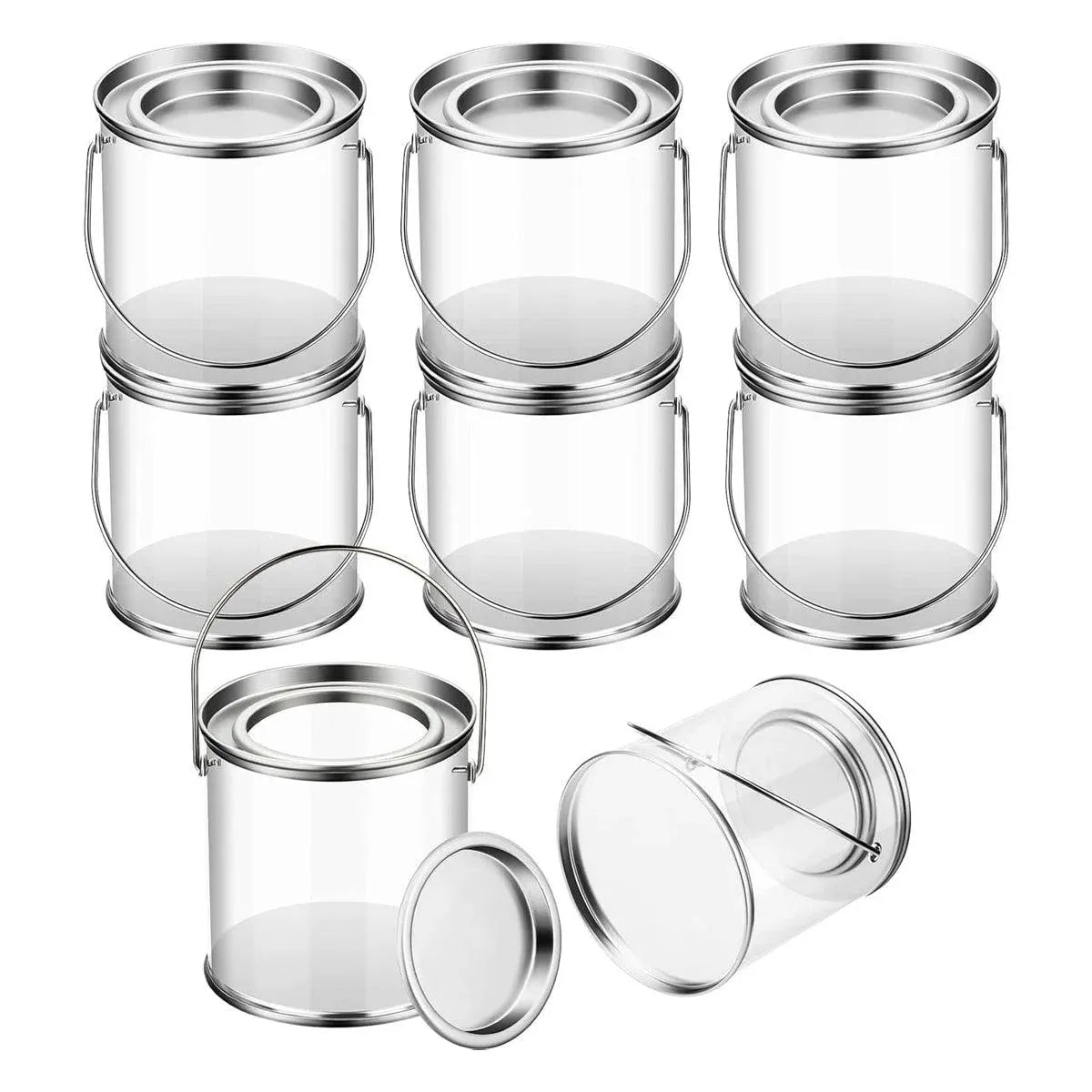 10pcs Cylinder Box with Iron Lid Round Bucket Candy Jar Storage Container - 7.5x7.5x7.8cm