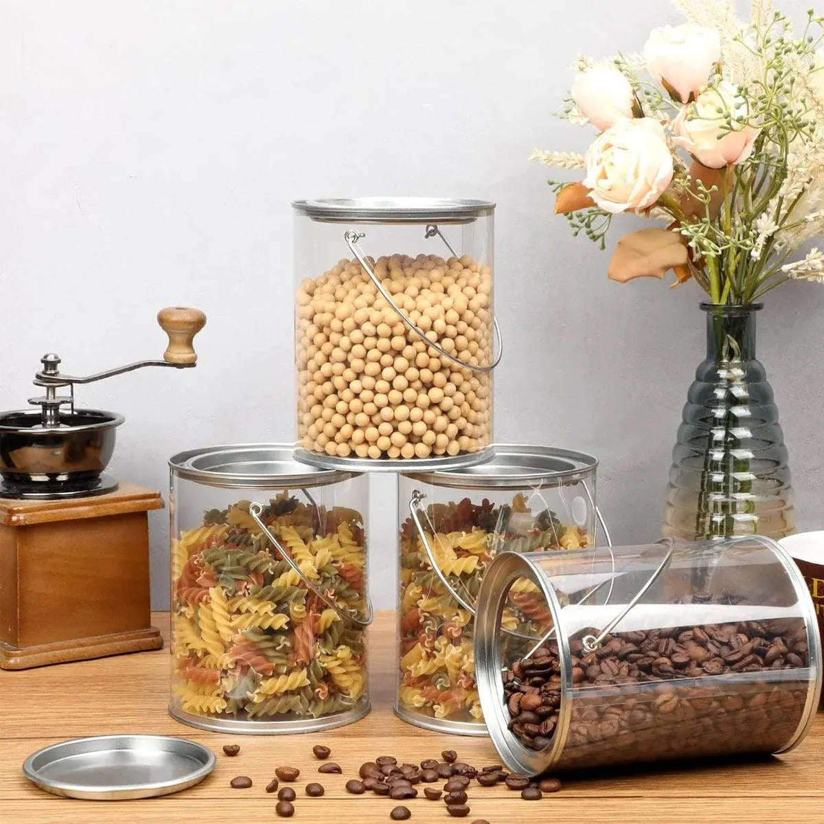 10pcs Cylinder Box with Iron Lid Round Bucket Candy Jar Storage Container - 7.5x7.5x7.8cm