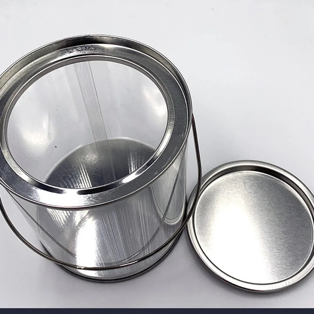 10pcs Cylinder Box with Iron Lid Round Bucket Candy Jar Storage Container - 7.5x7.5x7.8cm