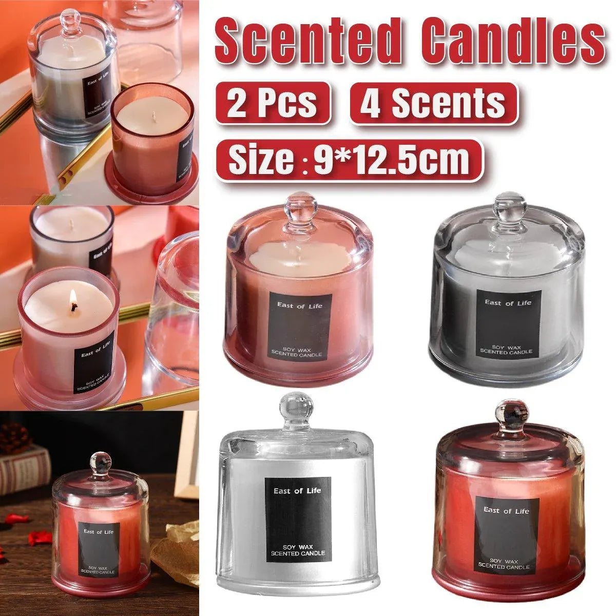 2Pcs Smokeless Glass Aromatherapy Candles Scented Gift Set for Relaxation - Lime Basil
