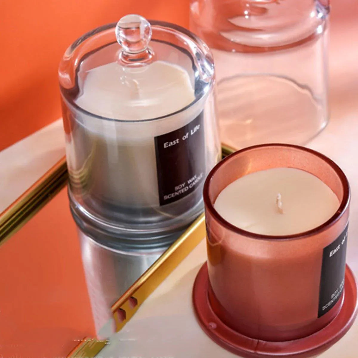 2Pcs Smokeless Glass Aromatherapy Candles Scented Gift Set for Relaxation - Lime Basil