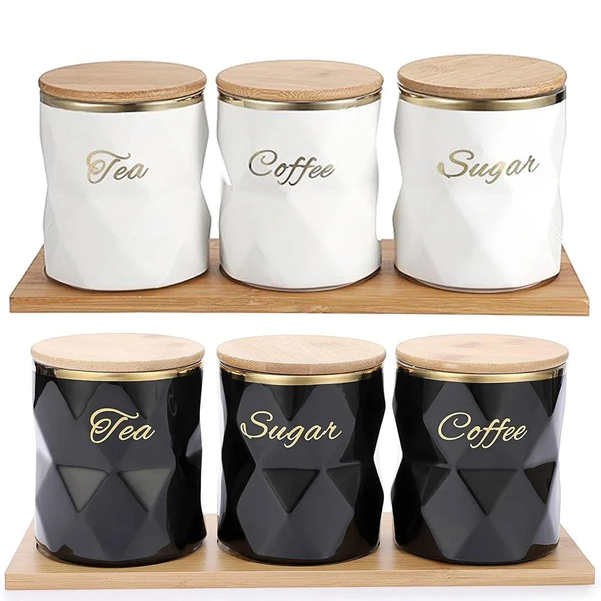 Ceramic Sealed Storage Jar Kitchen Spice Coffee Tea Container Airtight Canister - Black