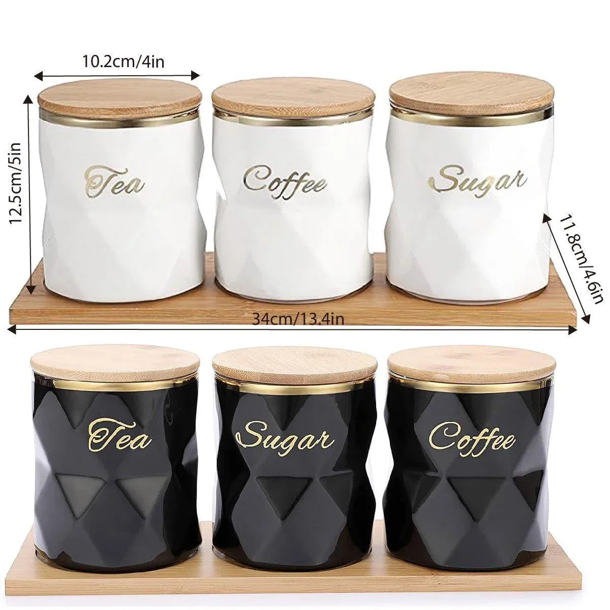 Ceramic Sealed Storage Jar Kitchen Spice Coffee Tea Container Airtight Canister - Black