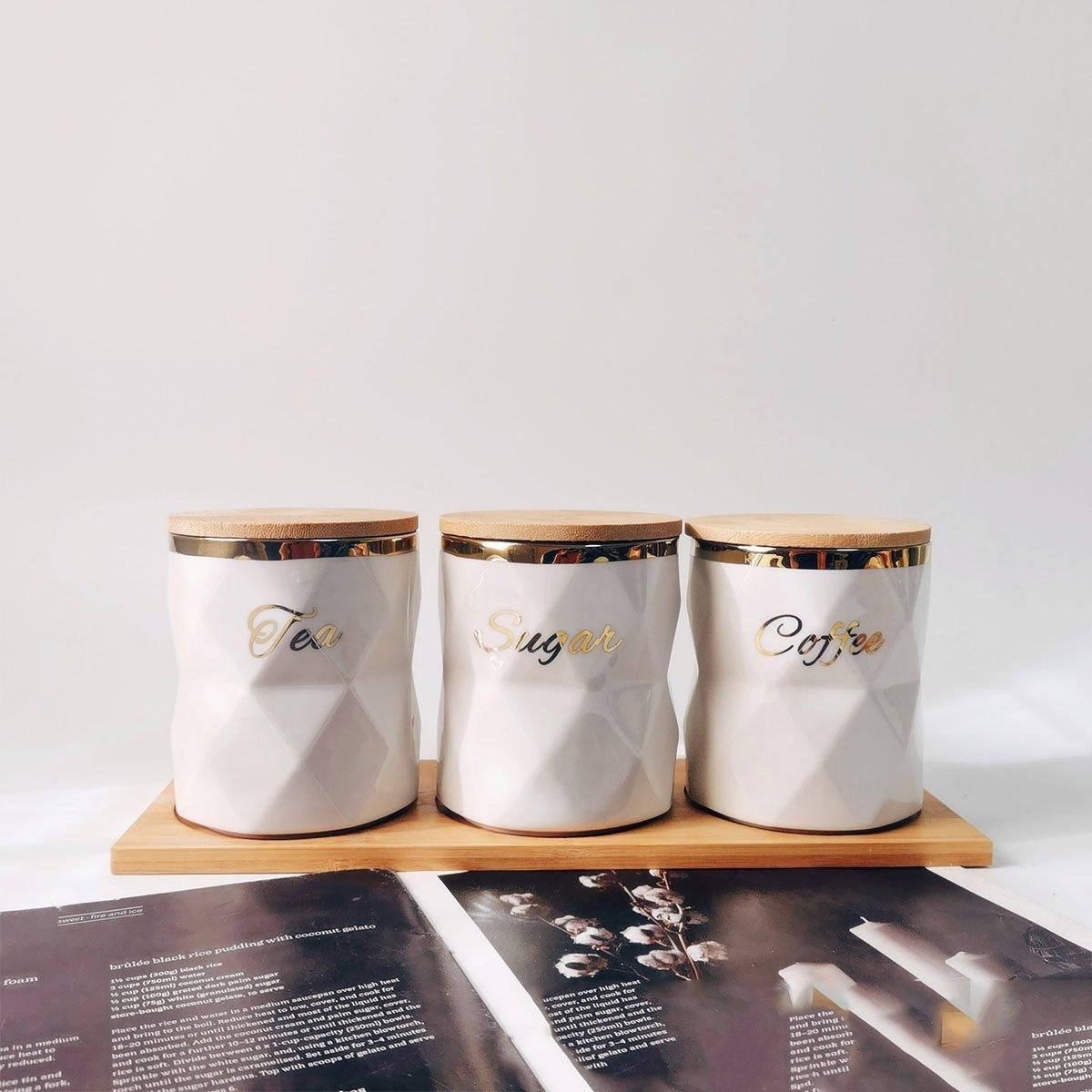 Ceramic Sealed Storage Jar Kitchen Spice Coffee Tea Container Airtight Canister - Black