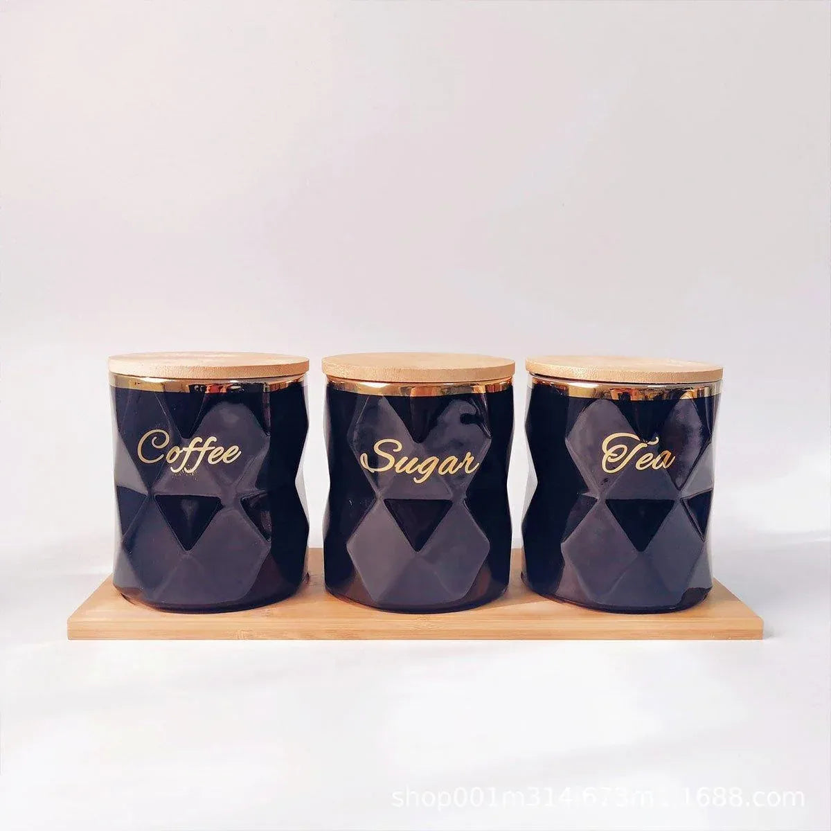 Ceramic Sealed Storage Jar Kitchen Spice Coffee Tea Container Airtight Canister - Black