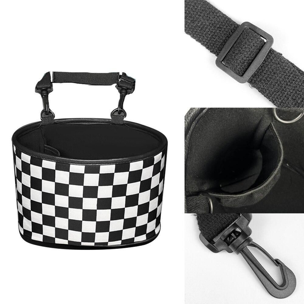Hanging Backseat Storage Organiser Box for Car Rubbish and Essentials - Black and white