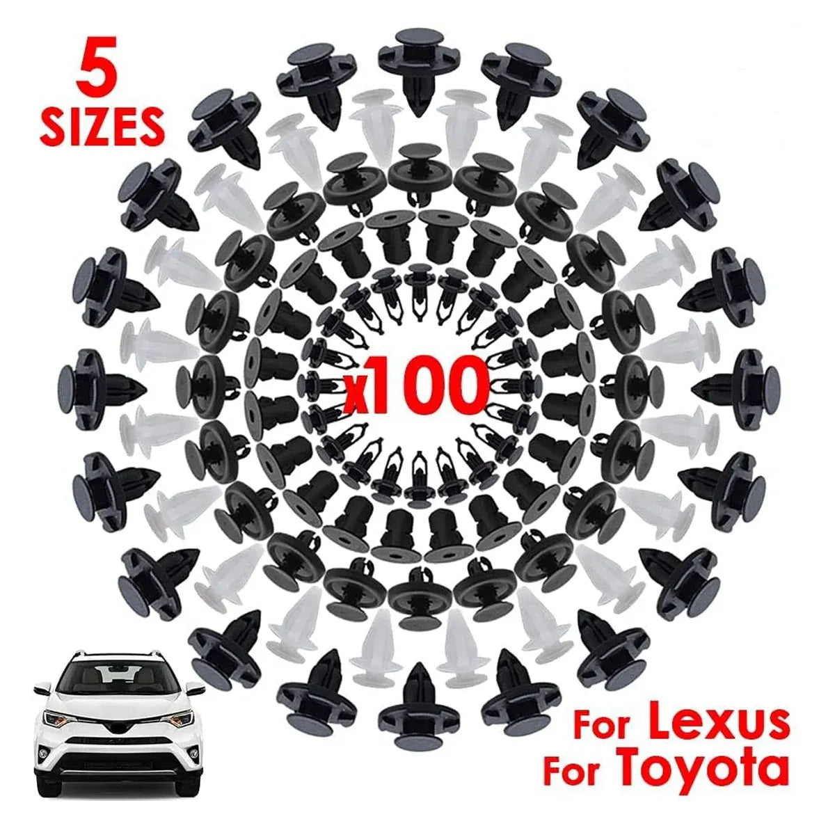 100pcs Car Trim Clip Set PP Push Rivets for Toyota Lexus Bumper Fender Repair