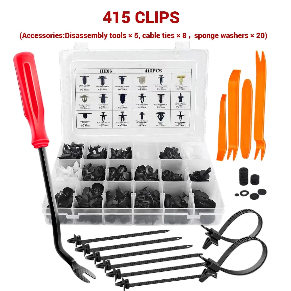 415PCS Car Buckle Set for Auto Body Trim Bumper Fender Repair