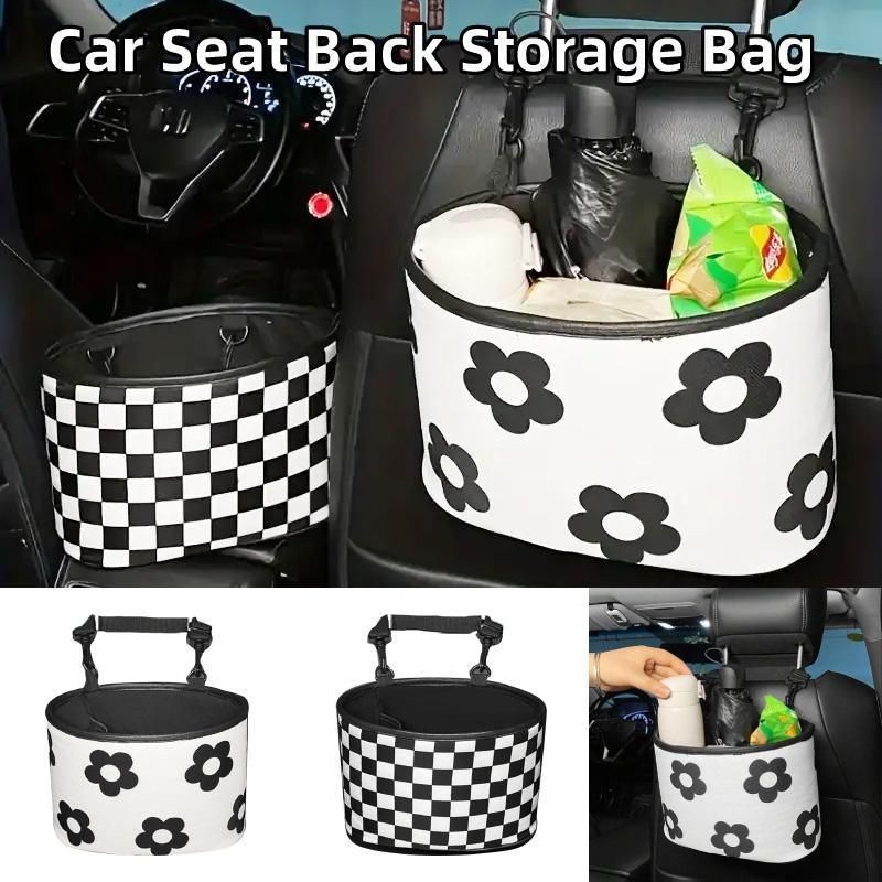 Hanging Backseat Storage Organiser Box for Car Rubbish and Essentials - Flower