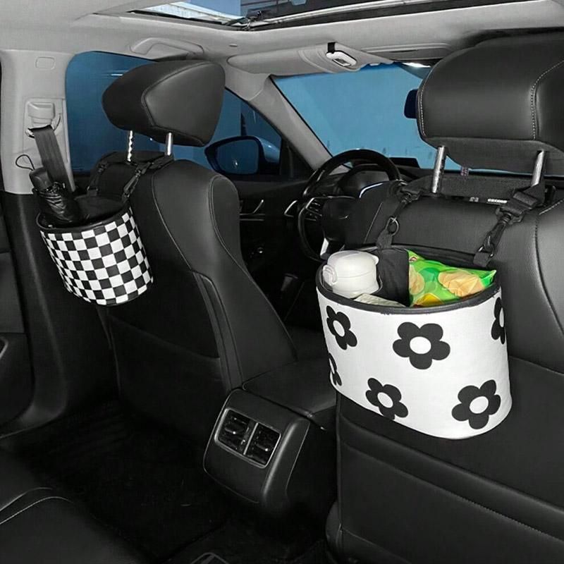 Hanging Backseat Storage Organiser Box for Car Rubbish and Essentials - Flower