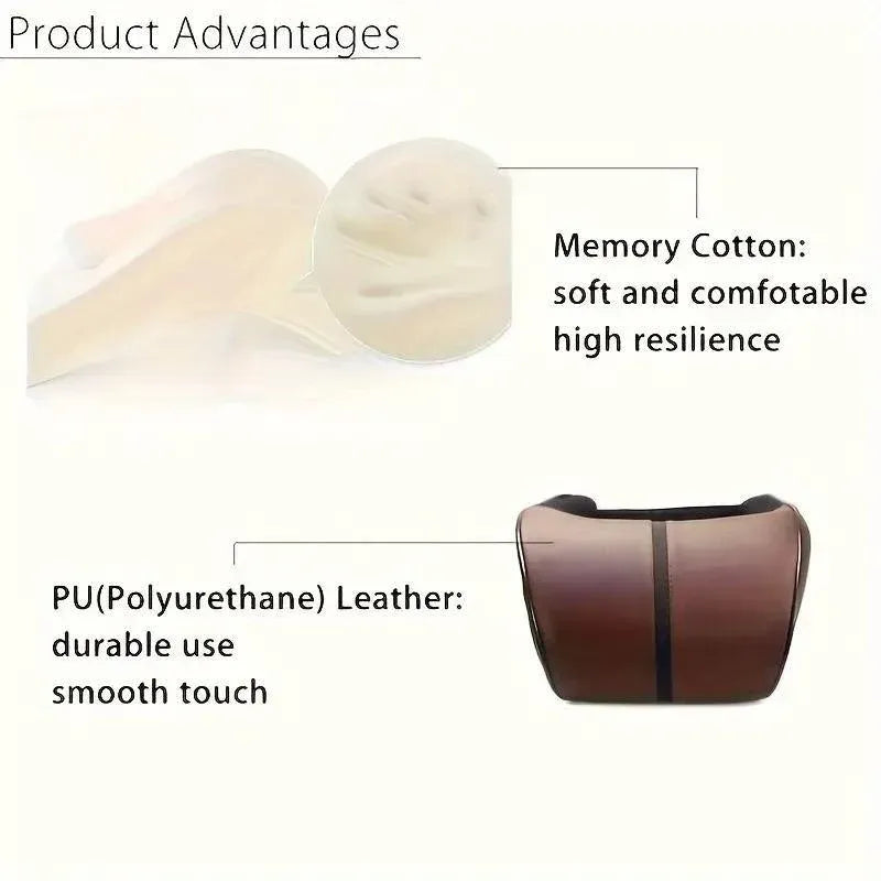 Car Headrest Neck Pillow for Comfortable Travel Support Memory Foam Car Pillow - Brown