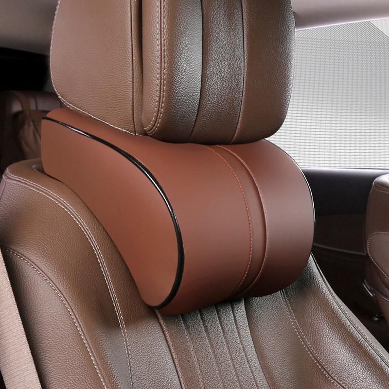 Car Headrest Neck Pillow for Comfortable Travel Support Memory Foam Car Pillow - Brown
