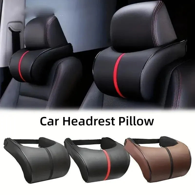 Car Headrest Neck Pillow for Comfortable Travel Support Memory Foam Car Pillow - Brown