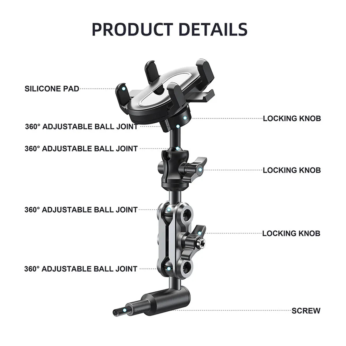 Land Cruiser Compatible A-Pillar Handle Car Phone Mount Adjustable Sturdy