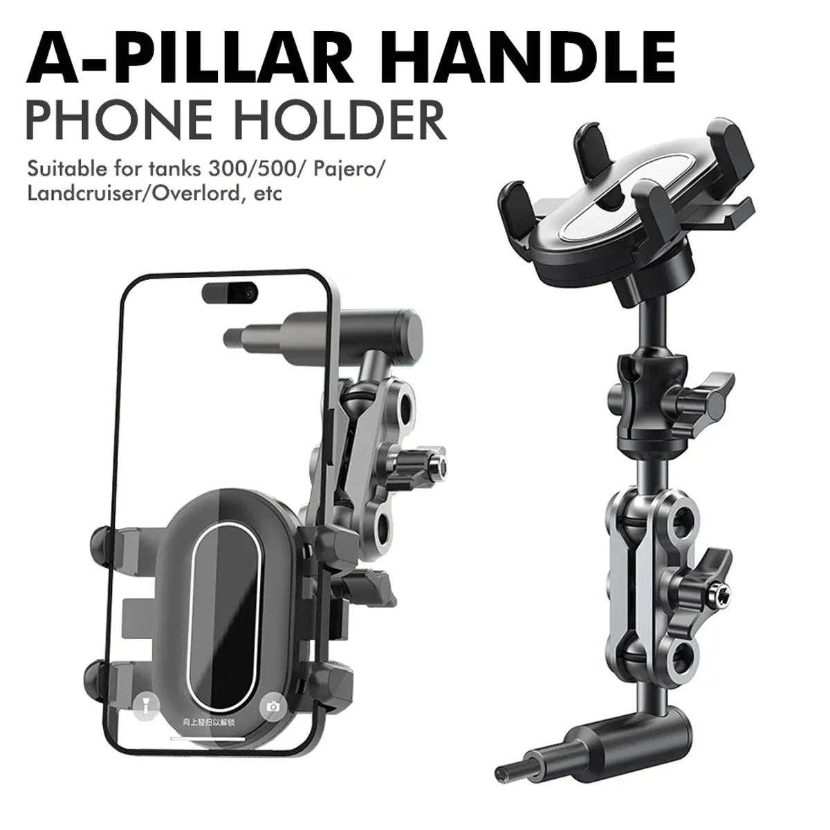 Land Cruiser Compatible A-Pillar Handle Car Phone Mount Adjustable Sturdy
